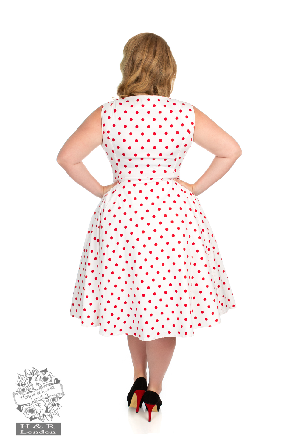 Cindy Polka Dot Swing Dress in White